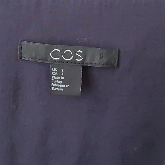 *SOLD* COS | Turn-up Cuffs Drape Blouse Navy Sz 2 - Picture 5 of 6